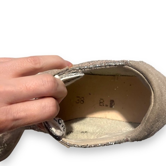 Leather Crown Glitter Sneakers Womens 38 Gray Rose Lace Up Low Top - Picture 6 of 8